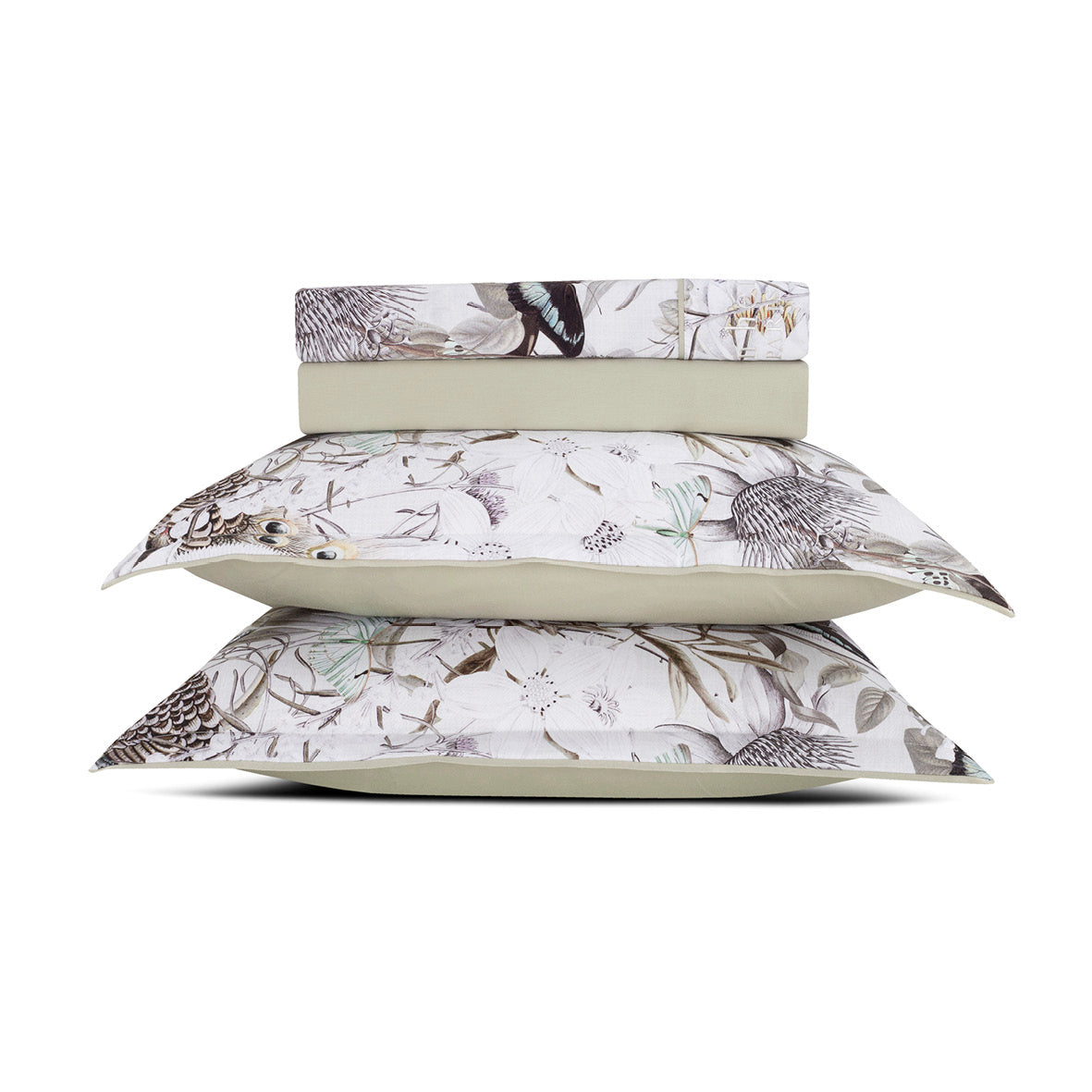 Sheet set cotton satin - Jardin orné Linden green