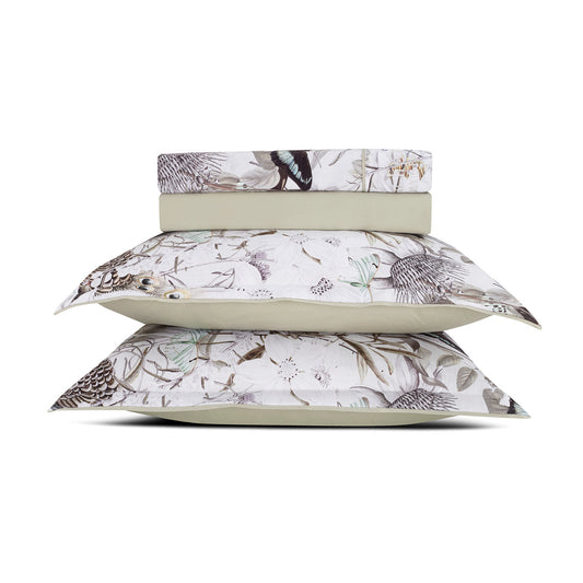 Sheet set cotton satin - Jardin orné Linden green