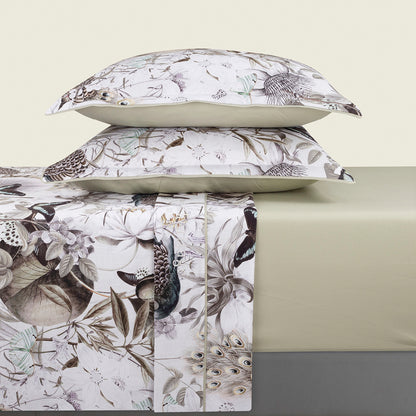 Sheet set cotton satin - Jardin orné Linden green