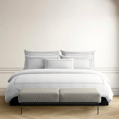 Duvet cover + pillowcase(s) cotton satin - Grand hôtel Grey / White