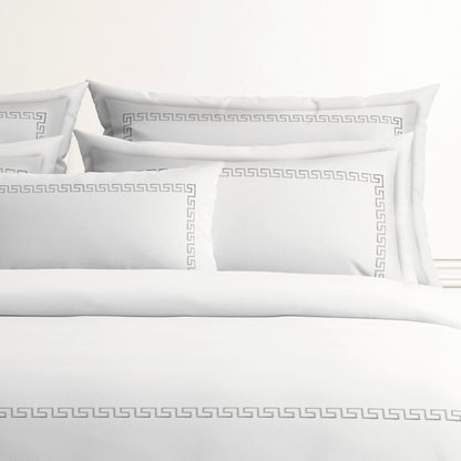 Duvet cover + pillowcase(s) cotton satin - Grand hôtel Grey / White