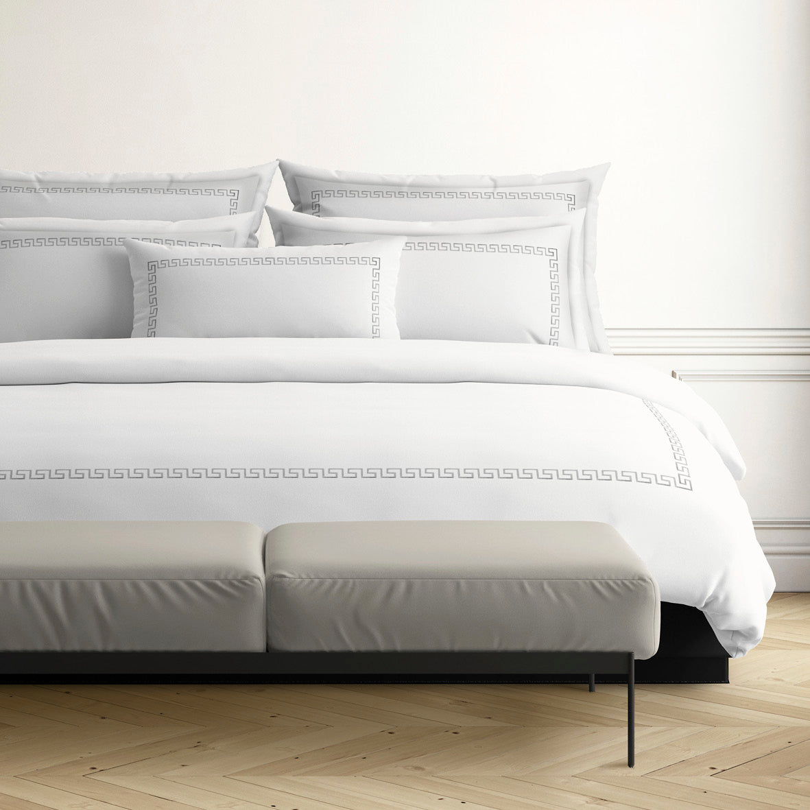 Pillowcase(s) cotton satin - Grand hôtel Grey / White