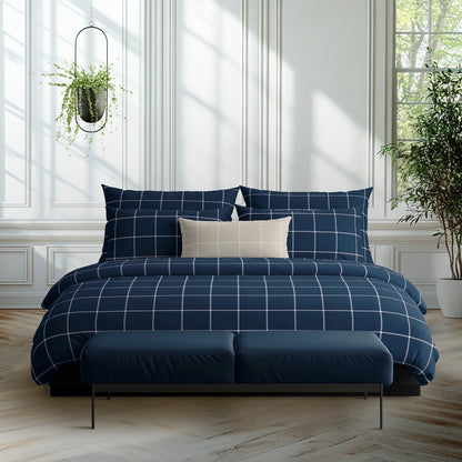 Duvet cover + pillowcase cotton satin - Amélia Dark blue