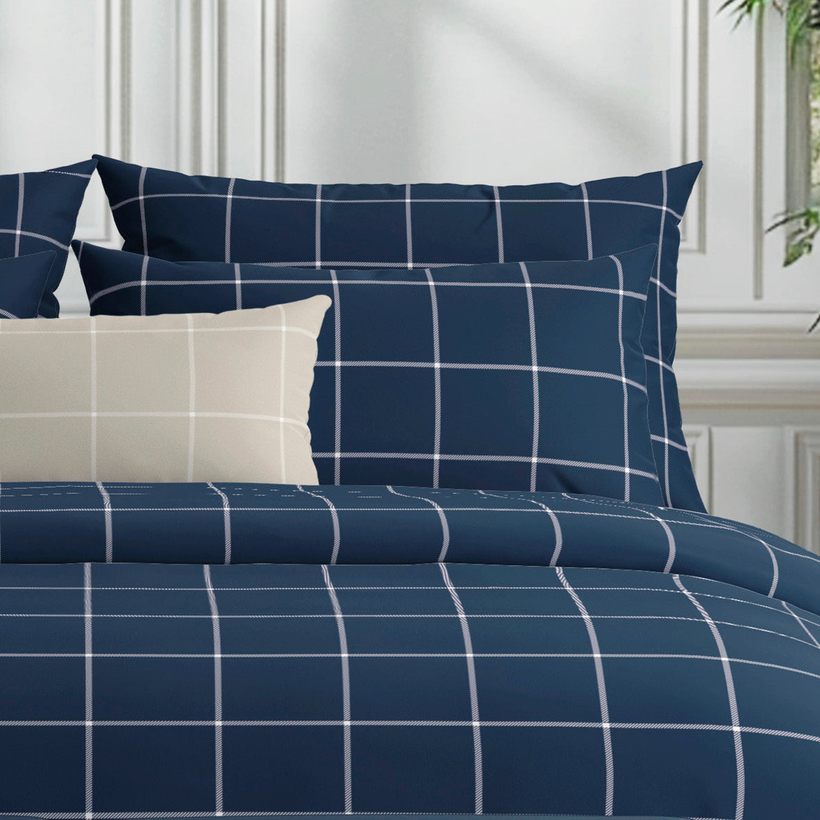 Duvet cover + pillowcase cotton satin - Amélia Dark blue