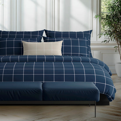 Taie d'oreiller satin de coton - Amélia Bleu foncé