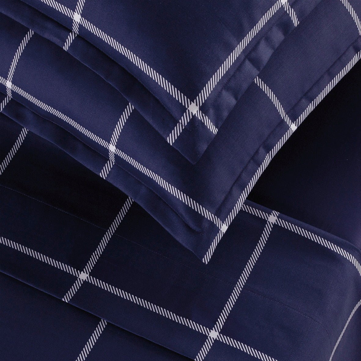 Taie d'oreiller satin de coton - Amélia Bleu foncé