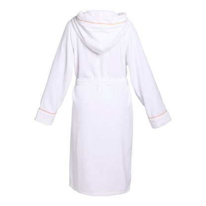 Hooded bathrobe velvet cotton - Jan Gold / White