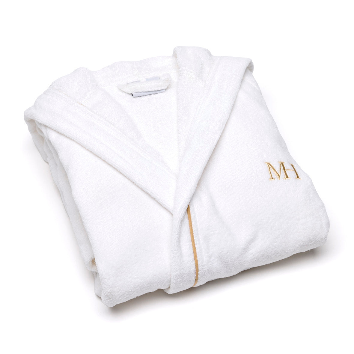 Hooded bathrobe velvet cotton - Jan Gold / White