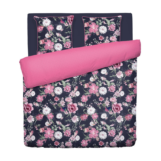 Duvet cover + pillowcase cotton satin - Eclat nocturne Dark blue