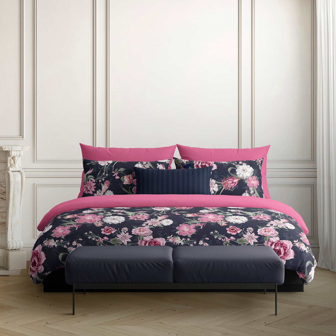 Pillowcase(s) cotton satin - Mila fleurs Pink
