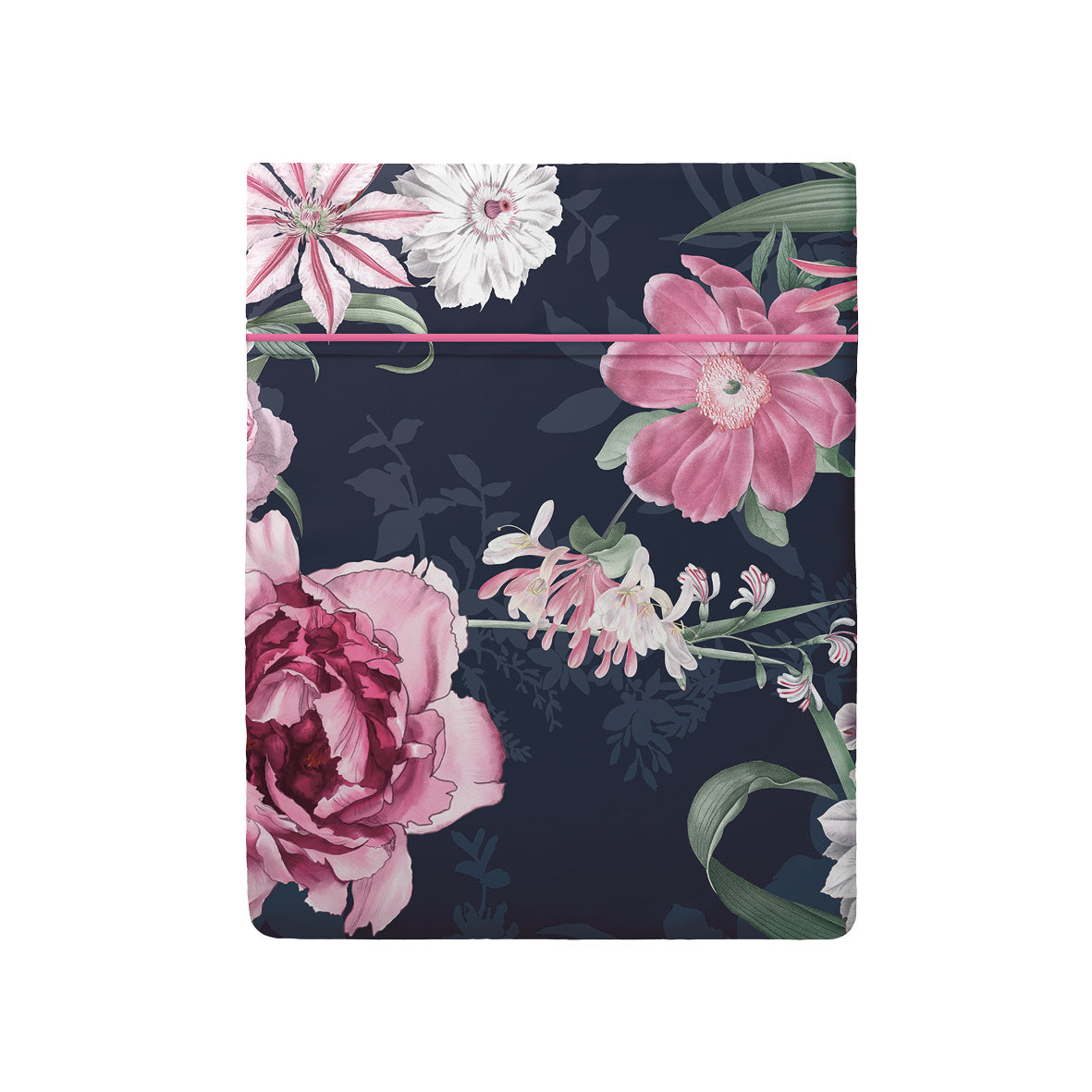 Drap plat satin de coton - Eclat nocturne Bleu foncé