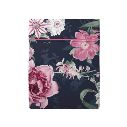 Drap plat satin de coton - Eclat nocturne Bleu foncé