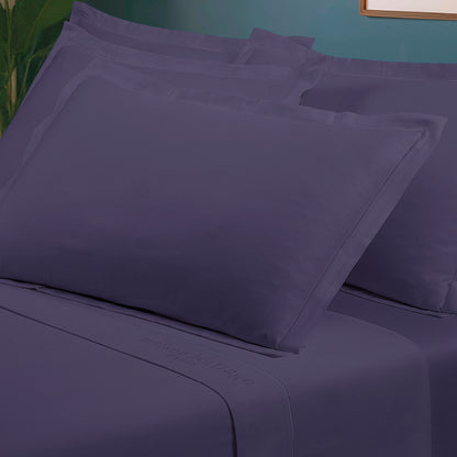 Taie d'oreiller satin de coton - Uni 1 baratta Bleu 06