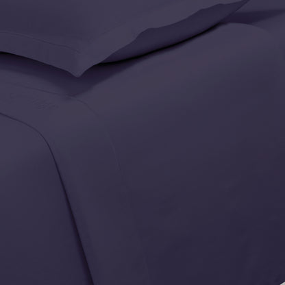 Drap plat satin de coton - Uni 1 baratta Bleu 04