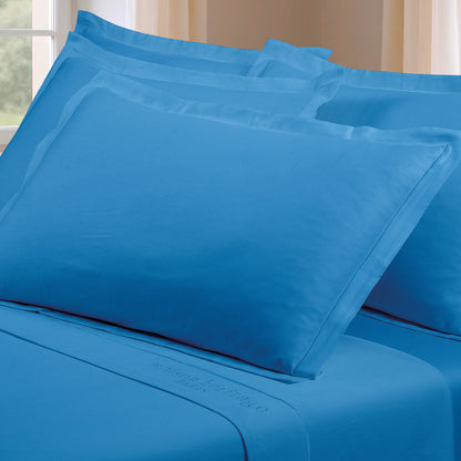 Taie d'oreiller satin de coton - Uni 1 baratta Bleu 05