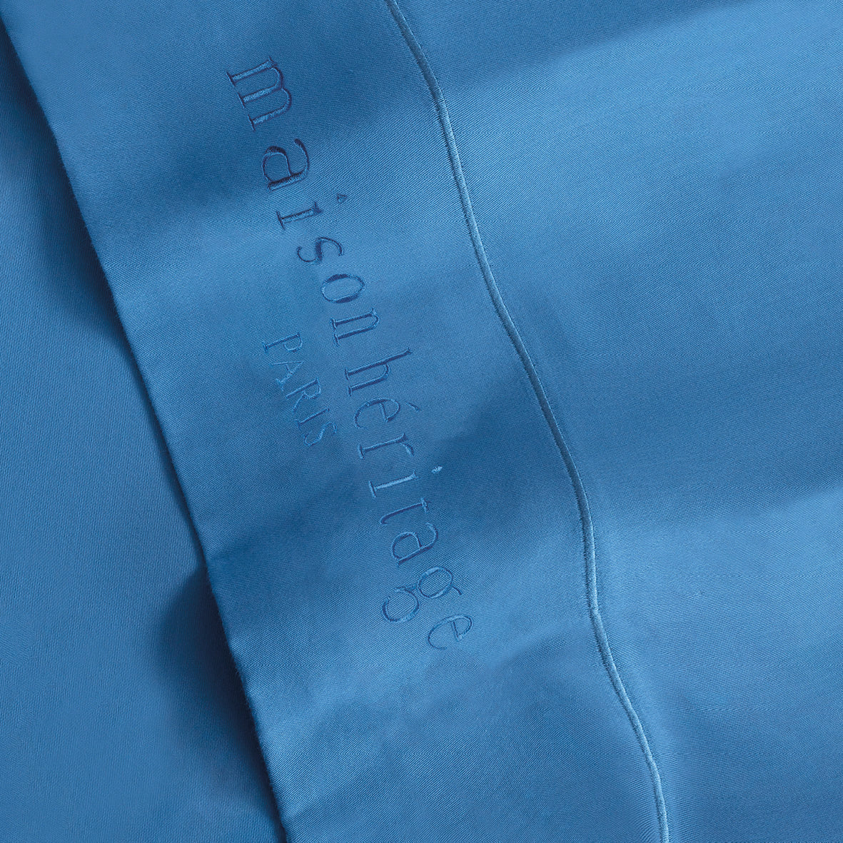 Drap plat satin de coton - Uni 1 baratta Bleu 05
