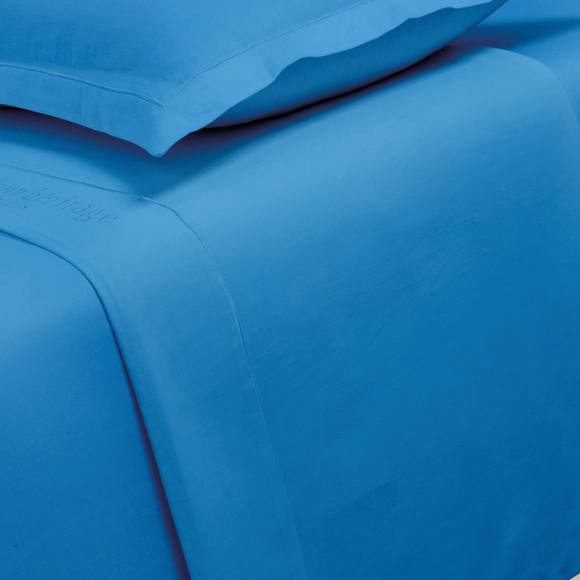 Drap plat satin de coton - Uni 1 baratta Bleu 05