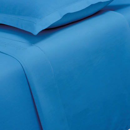 Drap plat satin de coton - Uni 1 baratta Bleu 05