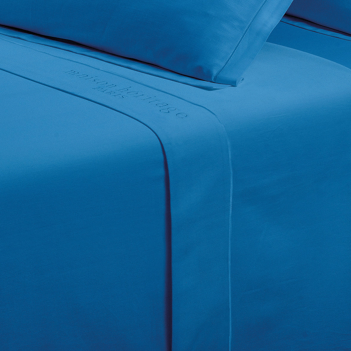 Drap plat satin de coton - Uni 1 baratta Bleu 05