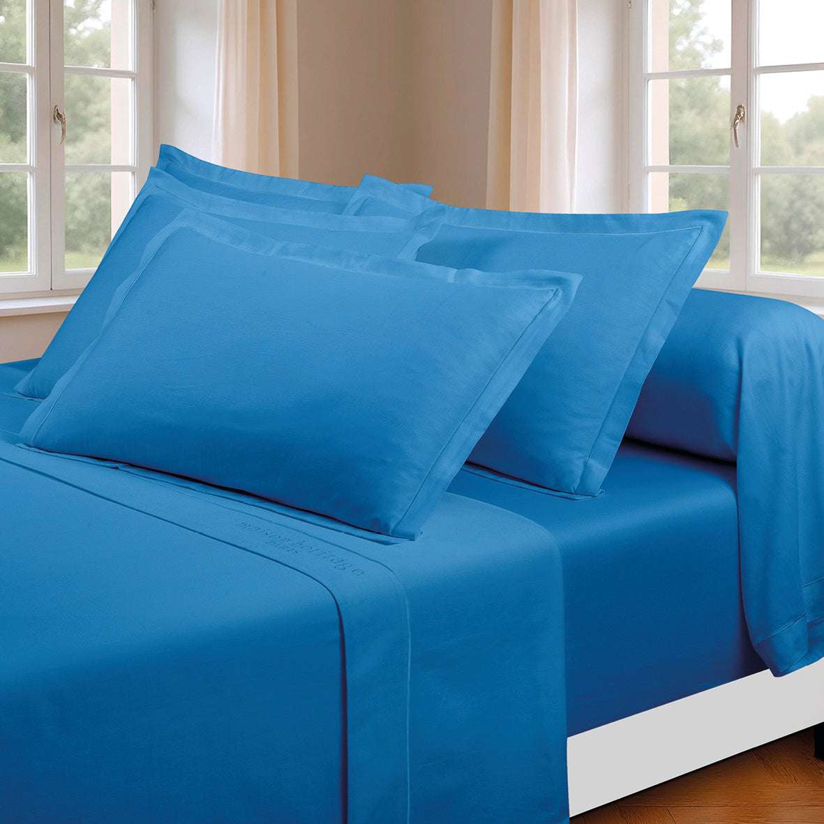 Sheet set cotton satin - Uni 1 baratta Blue 05