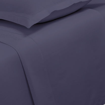 Drap plat satin de coton - Uni 1 baratta Bleu 06