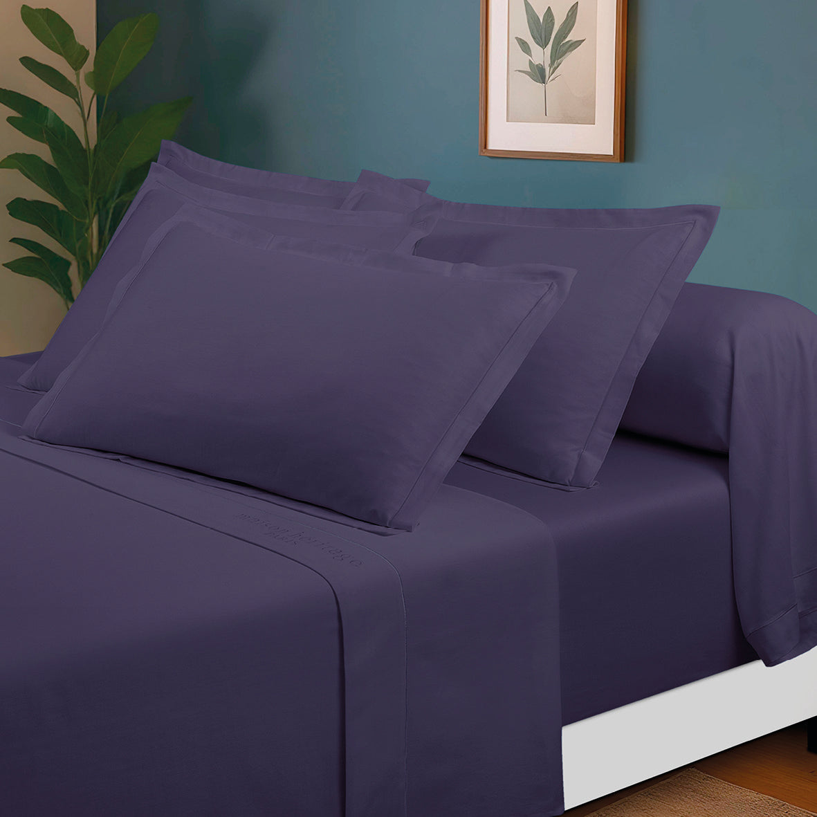 Sheet set cotton satin - Uni 1 baratta Blue 06