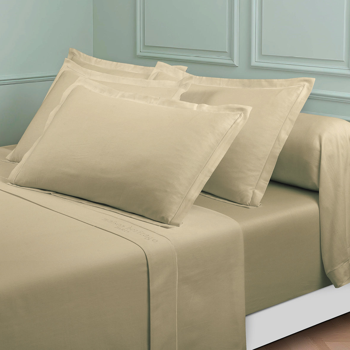 Sheet set cotton satin - Uni 1 baratta Green 07