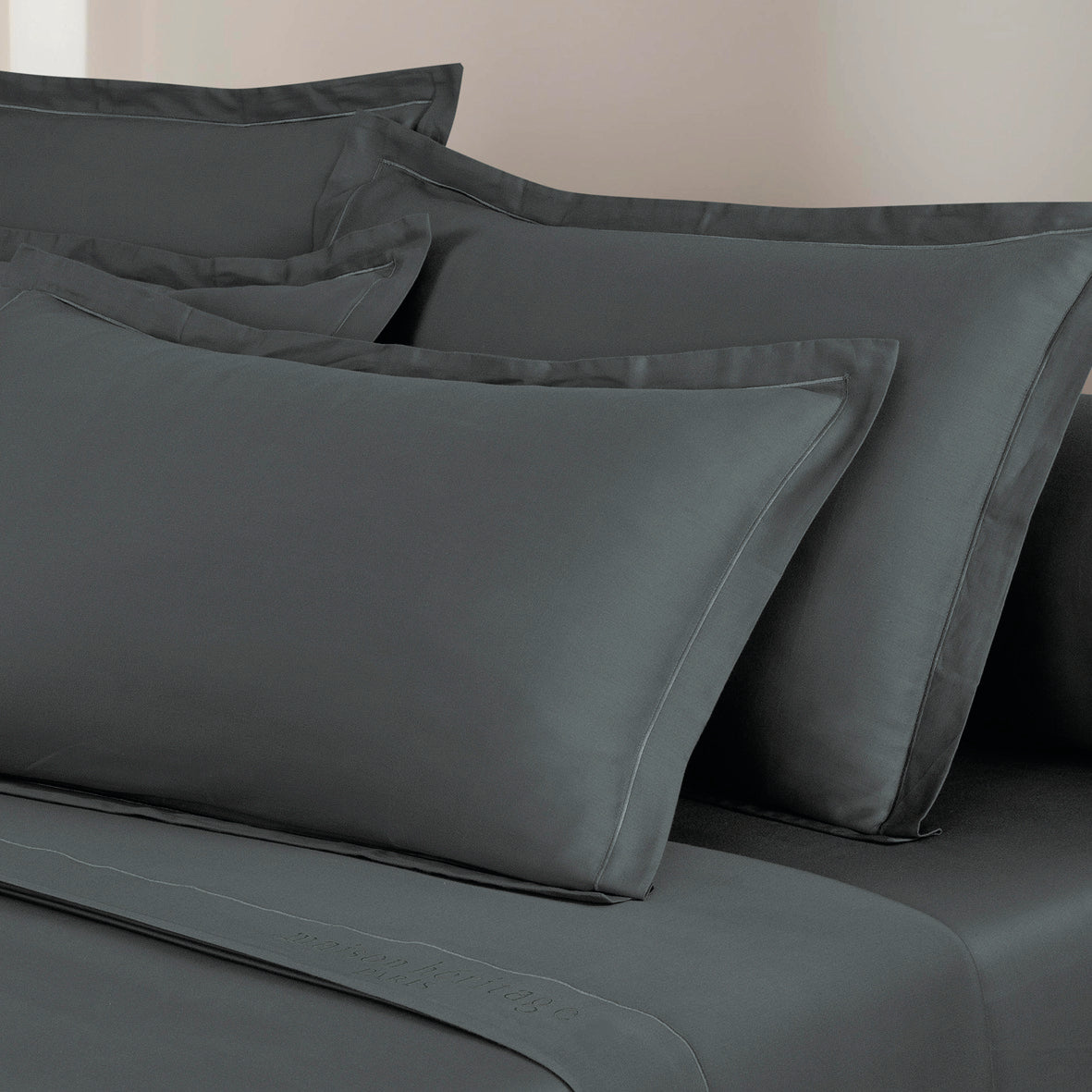 Taie d'oreiller satin de coton - Uni 1 baratta Gris 02