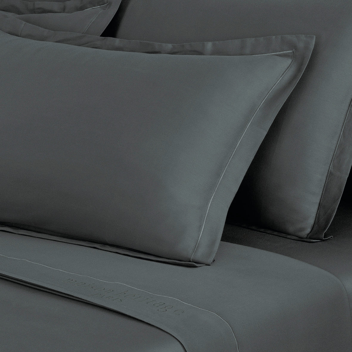 Taie d'oreiller satin de coton - Uni 1 baratta Gris 02