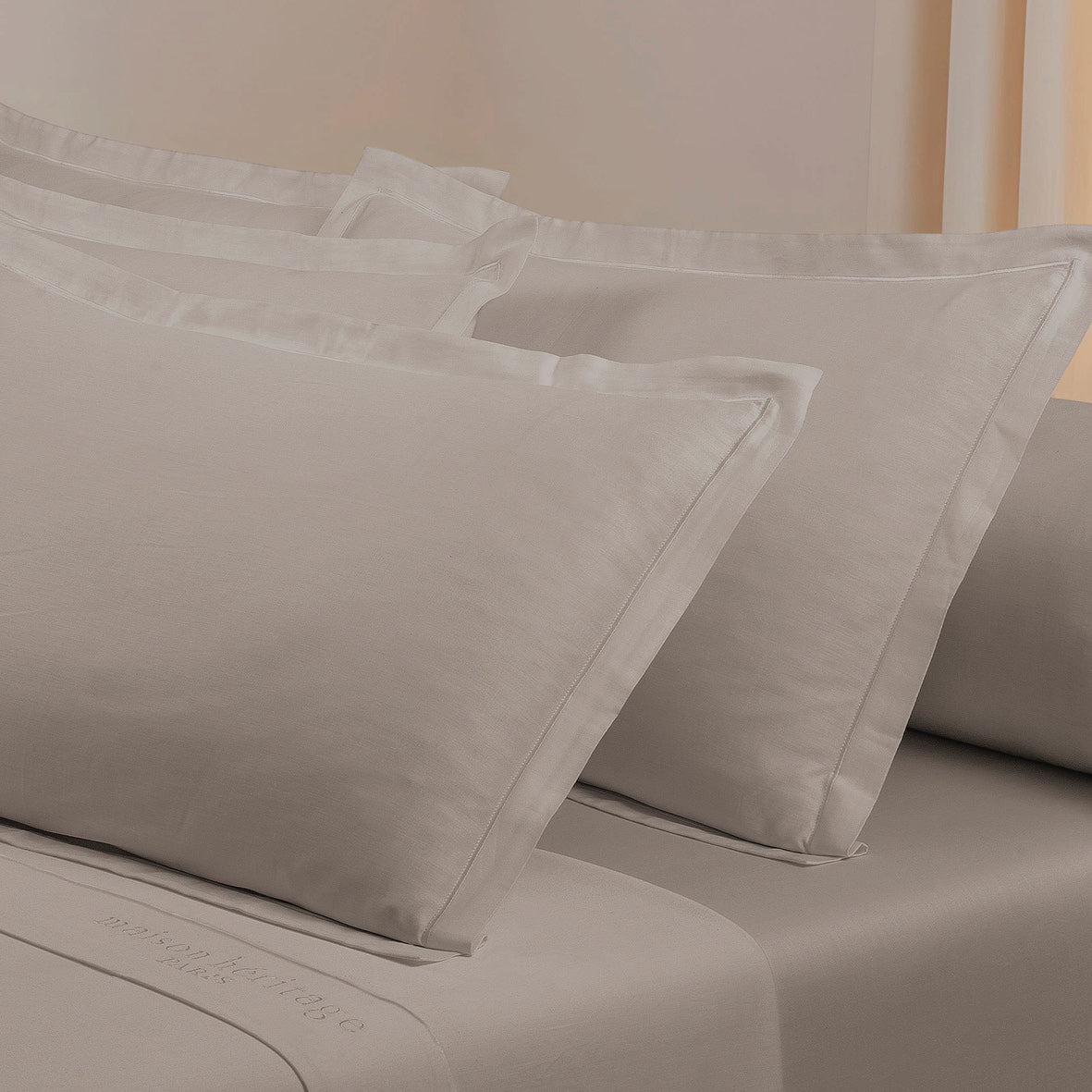 Pillowcase cotton satin - Uni 1 baratta Taupe 01