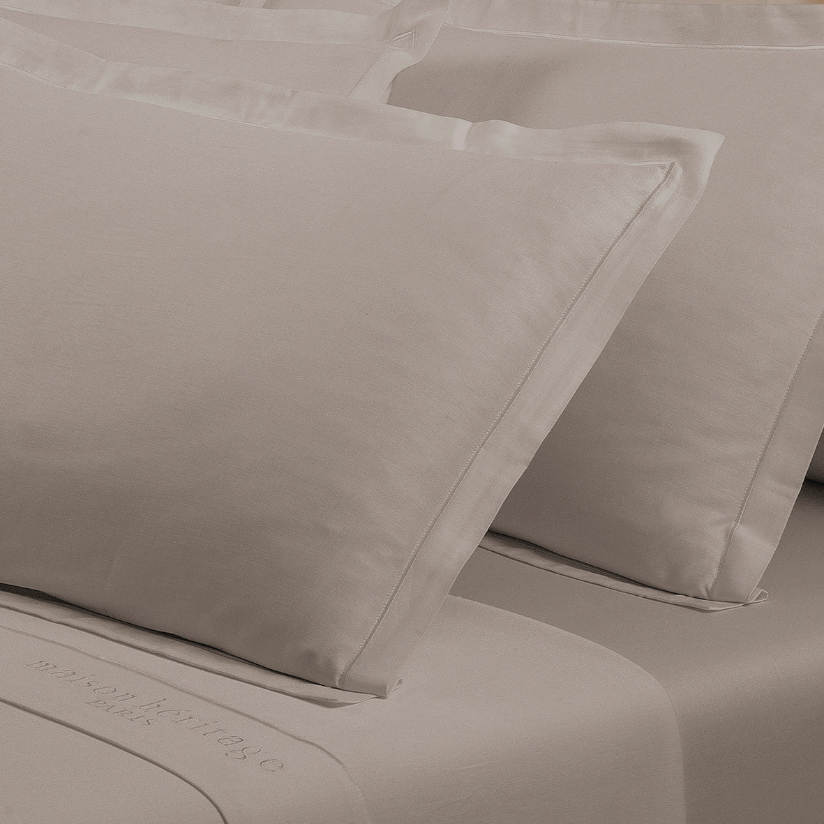 Pillowcase cotton satin - Uni 1 baratta Taupe 01