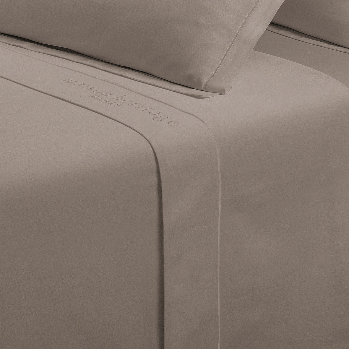 Drap plat satin de coton - Uni 1 baratta Taupe 01