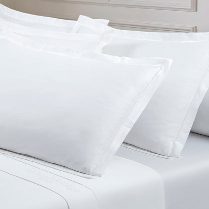 Taie d'oreiller satin de coton - Uni 1 baratta Blanc 01