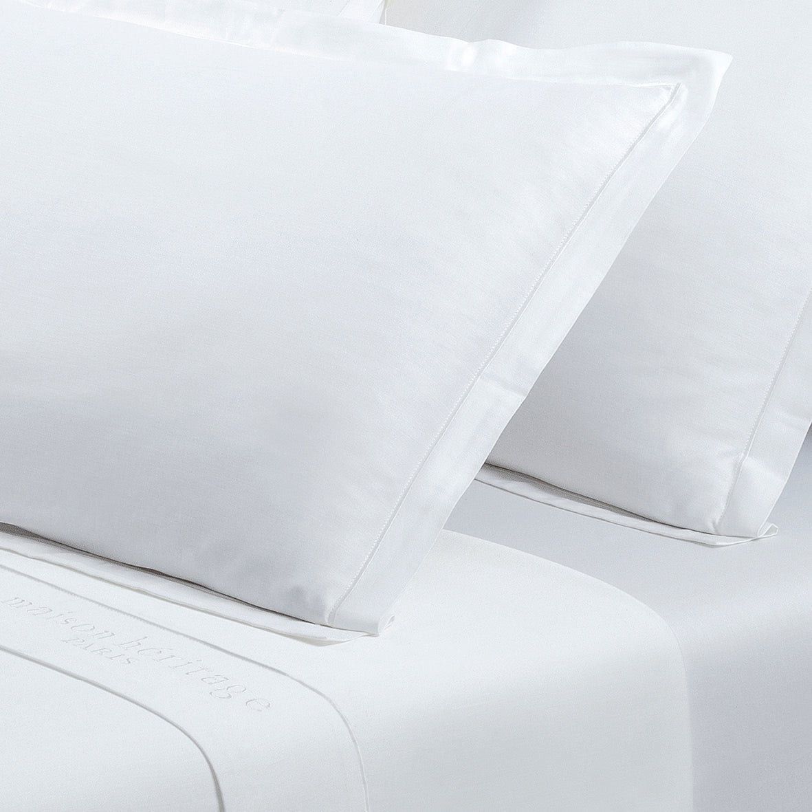 Taie d'oreiller satin de coton - Uni 1 baratta Blanc 01