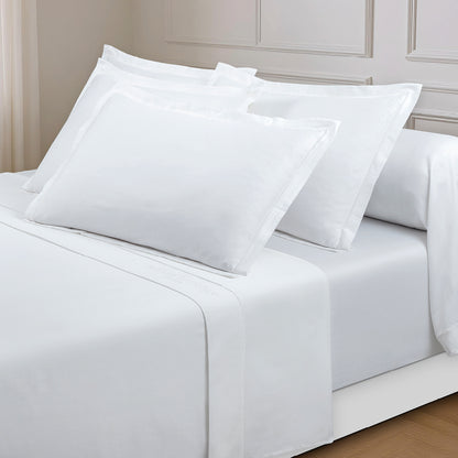 Ensemble de draps satin de coton - Uni 1 baratta Blanc 01