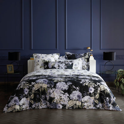 Bolster case cotton satin - Hortensia Dark blue