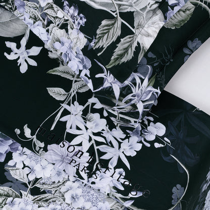 Ensemble de draps satin de coton - Hortensia Bleu foncé