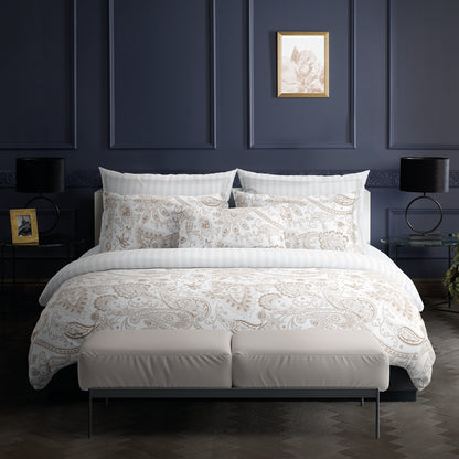 Taie de traversin satin de coton - Indienne Taupe