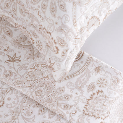 Taie de traversin satin de coton - Indienne Taupe