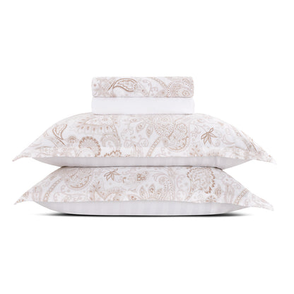 Ensemble de draps satin de coton - Indienne Taupe