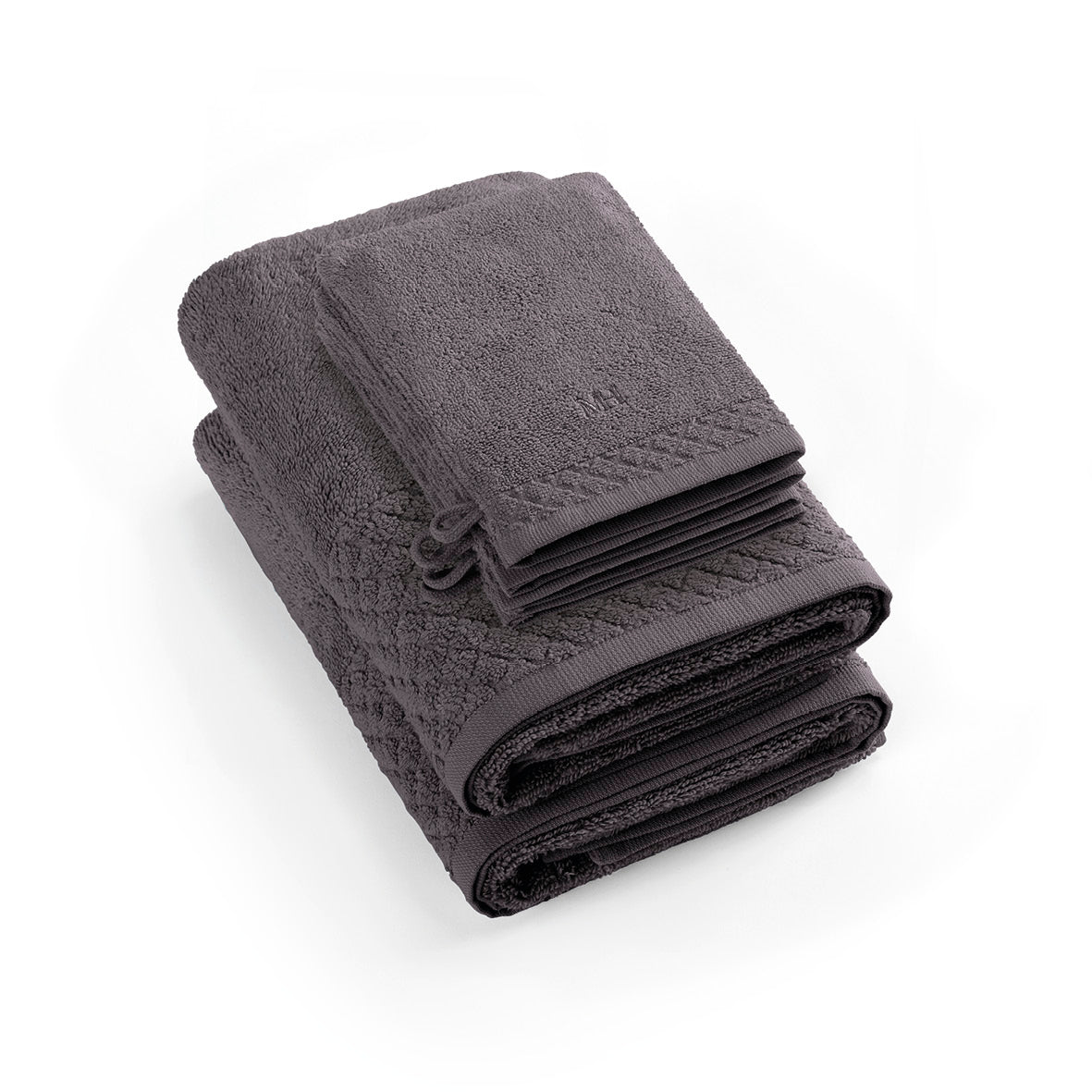 Complete bath linen set combed cotton LT - Eden - 6 pieces Dark grey