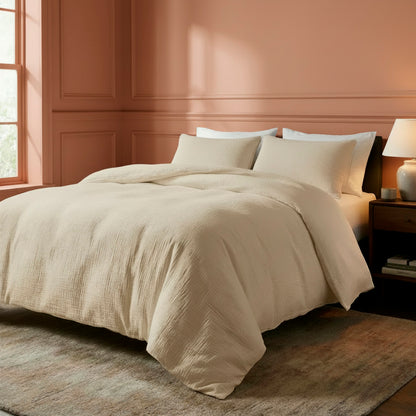 Duvet cover + pillowcase baby cotton gauze - Uni Taupe 07