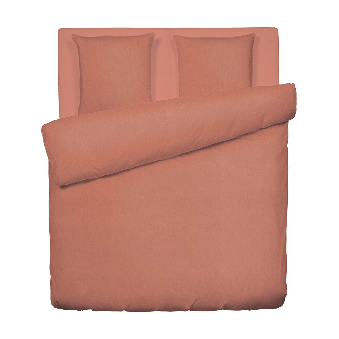 Duvet cover + pillowcase cotton gauze - Uni Terracotta 02