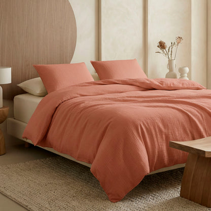 Pillowcase cotton gauze - Uni Terracotta 02