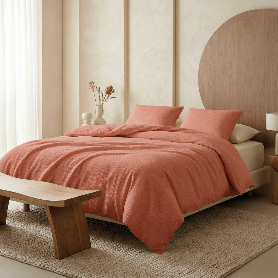 Pillowcase cotton gauze - Uni Terracotta 02
