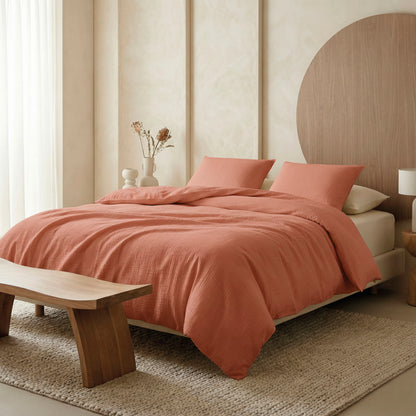 Pillowcase cotton gauze - Uni Terracotta 02