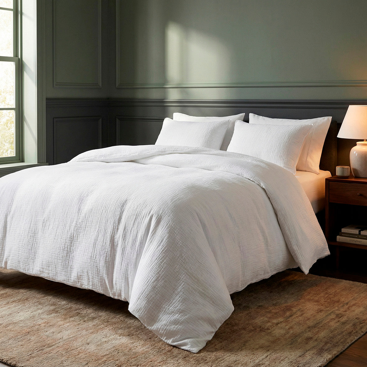 Duvet cover + pillowcase baby cotton gauze - Uni White 02
