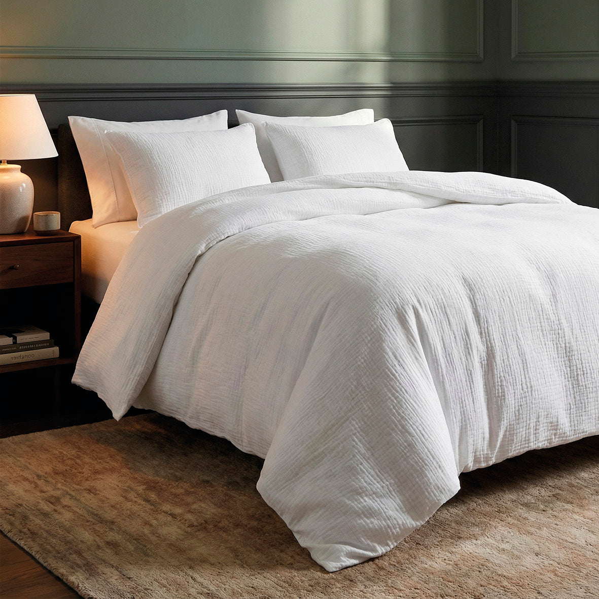 Duvet cover + pillowcase baby cotton gauze - Uni White 02