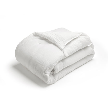 Quilt with tassels cotton gauze - Uni White 02 - 140 x 200 cm