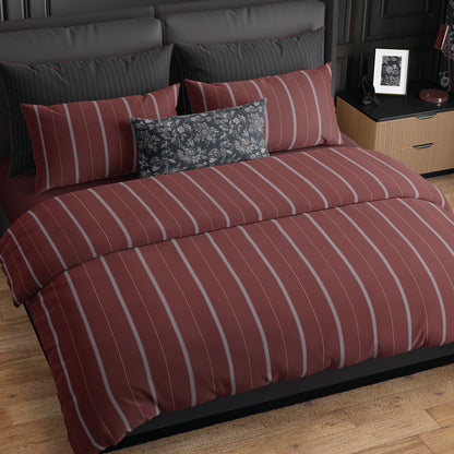 Duvet cover + pillowcase cotton satin - Lioré Burgundy